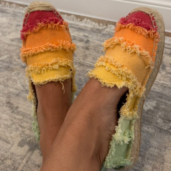 Soludos Multicolor Rainbow Ombre Frayed Espadrille Women's 7.5 - Picture 3 of 4